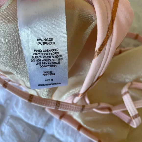 Betsey Johnson ruffle stripe rose gold bikini top - Picture 8 of 8